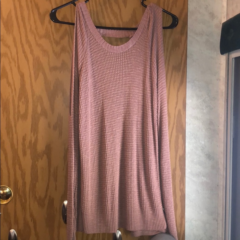 Daytrip cold shoulder, open back sweater